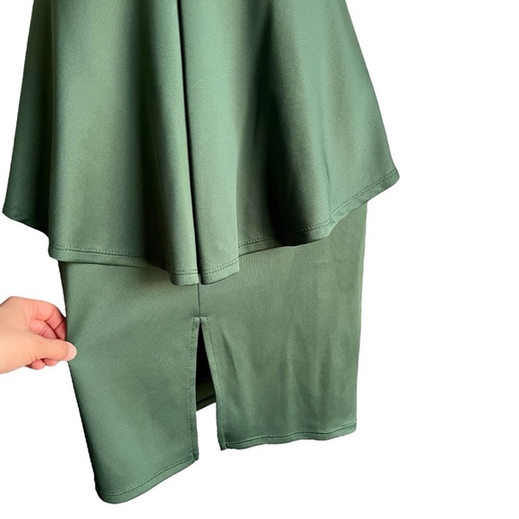 Elegant Strapless Green Peplum Dress, Size S/M - Picture 4 of 10